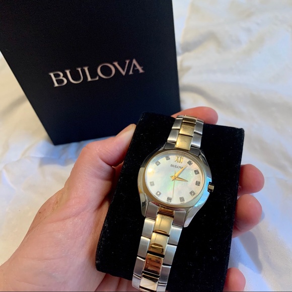 NEW diamond studded two tone Bulova watch - Picture 1 of 7